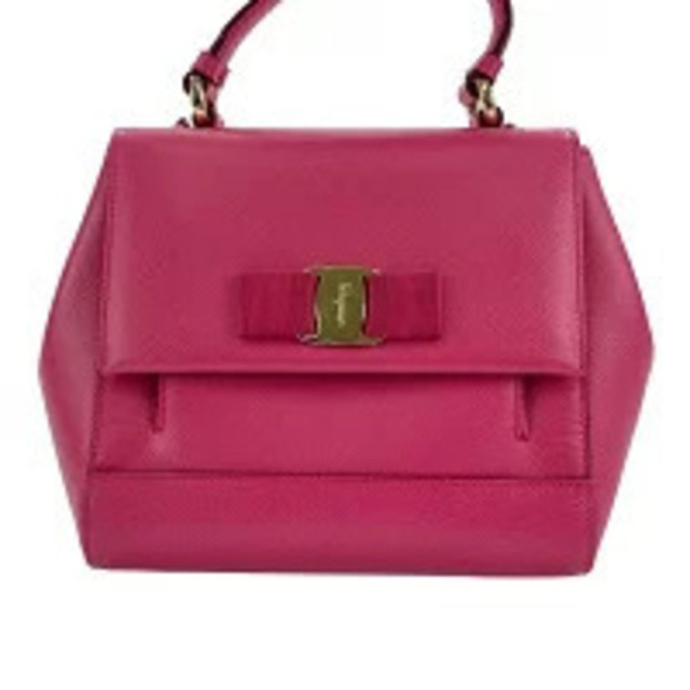 Salvatore Ferragamo Leather Vara Ribbon Shoulder Bag Pink